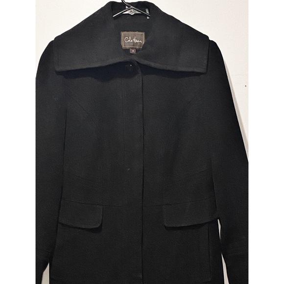 Cole Haan Black Classic Wool Coat - Picture 3 of 7